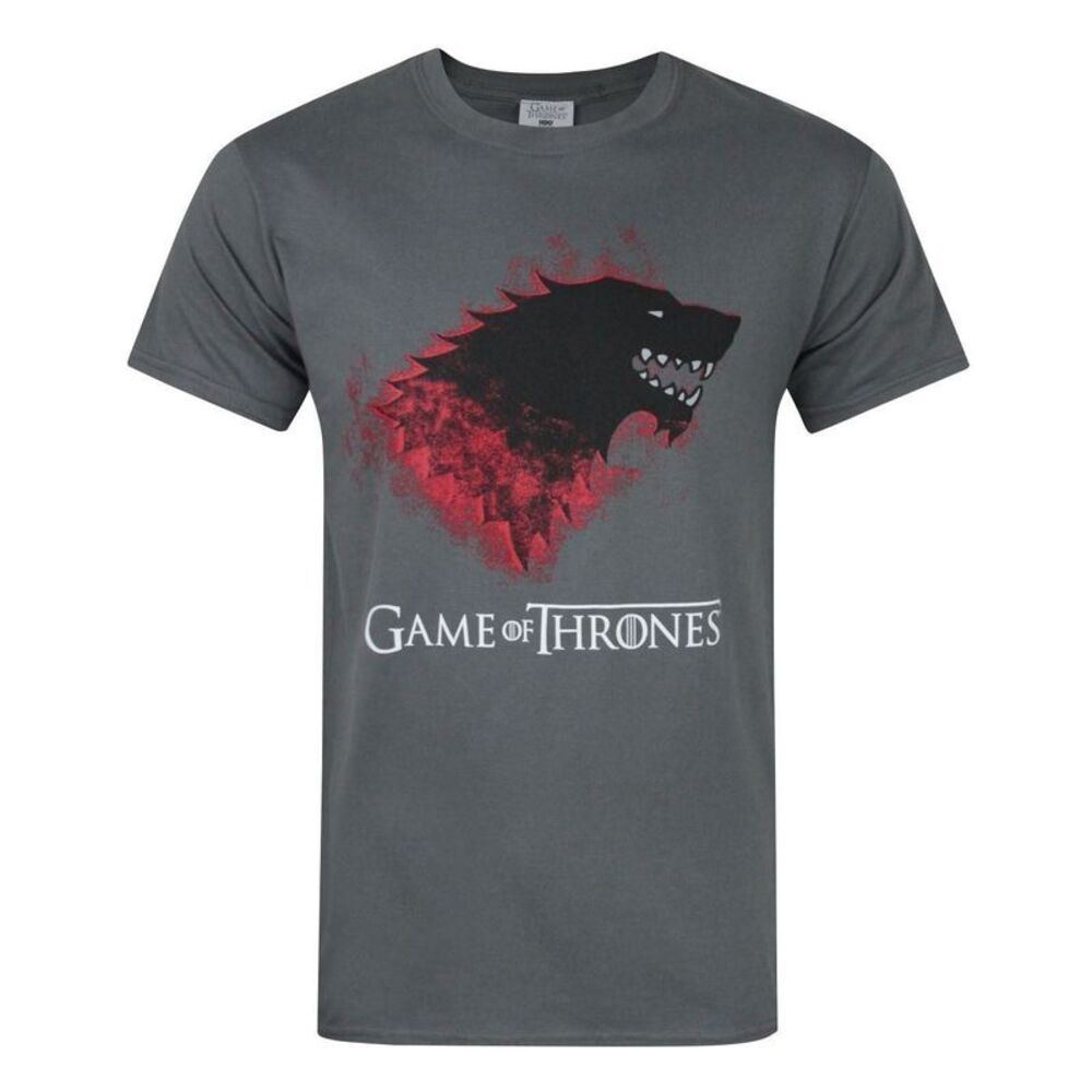 Game of Thrones Mens Bloody Direwolf Stark T-Shirt / Charcoal